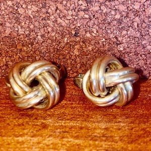 3D Gold Spiral Stud CLIP ON Knot Earrings 14K G.F. Gold filled.